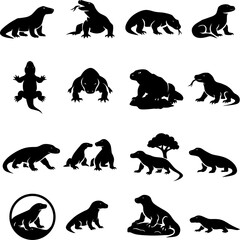 set of komodo silhouettes