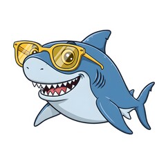 Naklejka premium Cool Shark Wearing Sunglasses: A Fun Cartoon Illustration