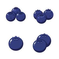 Blueberry fruit icon in flat style. Bilberry vector illustration on white background