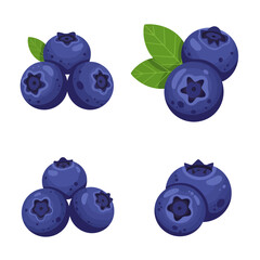 Blueberry fruit icon in flat style. Bilberry vector illustration on white background