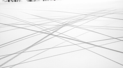 Abstract Snowscape: Intersecting Tracks on a White Canvas, Winter Minimalism