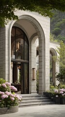 Fototapeta premium Elegant Stone Archway Entrance to Luxury Home