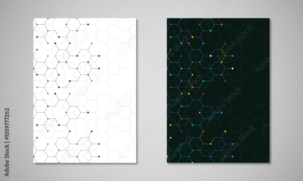Poster abstract geometric background with hexagons shape pattern for a business brochure or cover book, pag