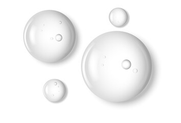 Gel serum texture. Clear skin care liquid drops. Cosmetic product examples.