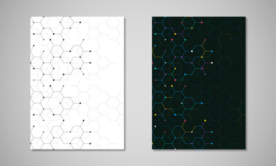 Abstract geometric background with hexagons shape pattern for a business brochure or cover book, page layout, flyer design, and poster template