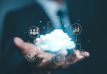 Cloud storage server. concept of Backup in computer data systems and cloud digital technology. multi data security, and a platform on the internet. transfer and recovery online