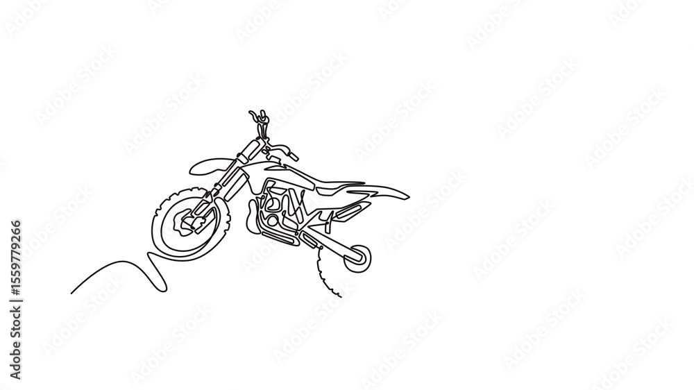 Aufkleber animated self drawing continuous line draw fearless professional motocross rider skillfully executes