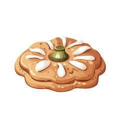 Holiday Round Cookie with Icing Illustration.  Christmas Donut Style Biscuit Graphic
