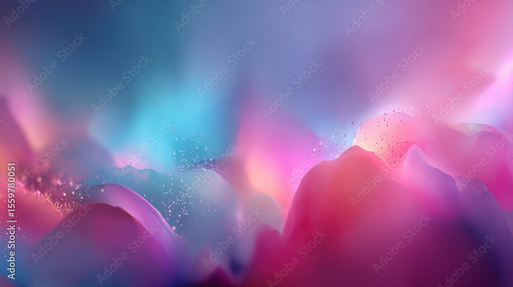 Poster vibrant colors blend in an abstract composition that showcases smooth transitions between shades of 