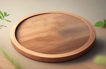 Round Wooden Cutting Board on Dark Table with Natural Decor
