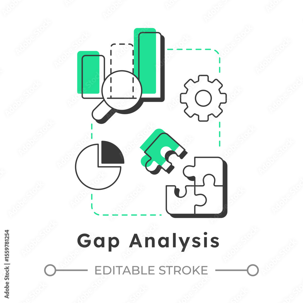Poster gap analysis modern linear concept icon. comparing current and future states to highlight discrepanc