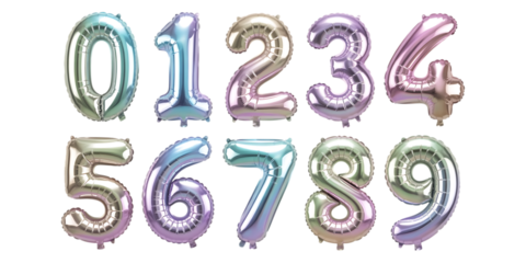 Pastel Rainbow Number Balloons 0-9 for Parties and Decorations