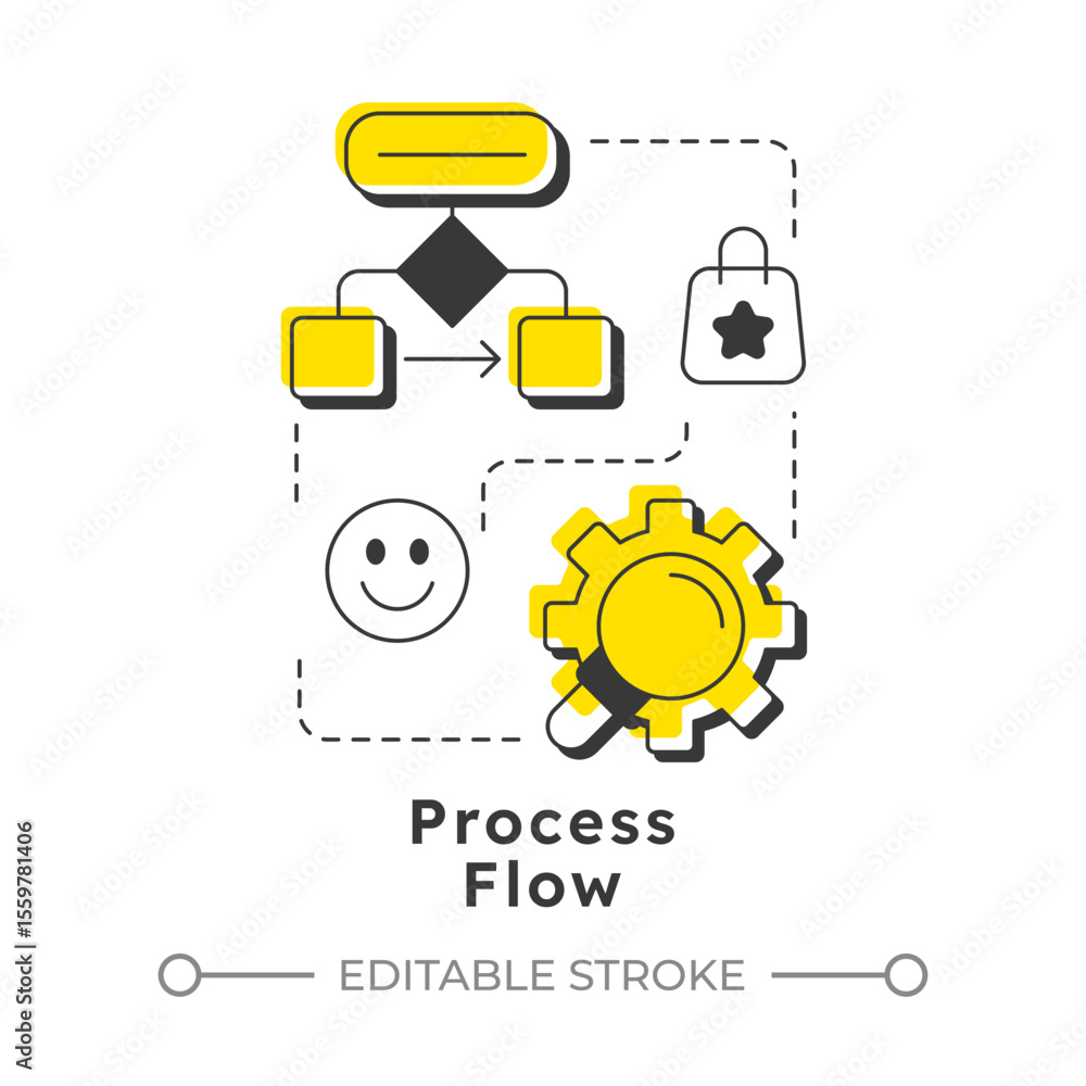 Poster process flow modern linear concept icon. steps sequence involved in completing. gap analysis tool. o