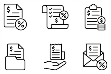 TAX thin line icon set. For website marketing design, logo, app, template on white background