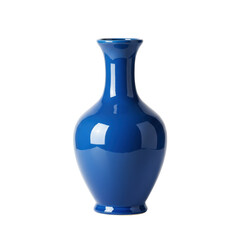 Sleek blue ceramic vase with a glossy finish, elegant contours, and a modern, minimalist form