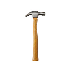 Sturdy metal claw hammer showcasing a polished wooden handle and traditional, rugged form