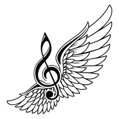 Creative Treble Clef Illustration With Majestic Wings vector
