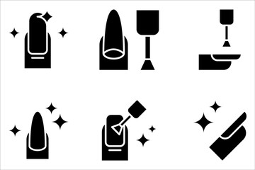 Nail polish salon icon set. fingernail painting. Nail care icon in line style on white background