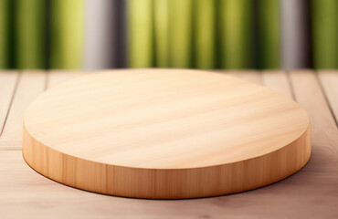 Round Wooden Cutting Board on Dark Table with Natural Decor