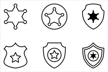 Police badge icon set. Police symbols. Policeman badges collection on white background