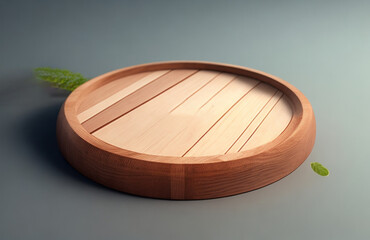 Round Wooden Cutting Board on Dark Table with Natural Decor