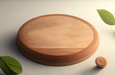 Round Wooden Cutting Board on Dark Table with Natural Decor