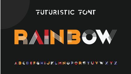 Creative Outline Double line monogram alphabet and tech fonts. Lines font regular uppercase and lowercase. Vector illustration.