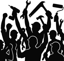 silhouette image of a group of people