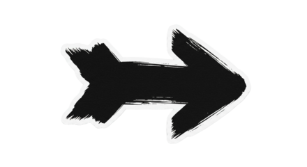 Black brushstroke arrow pointing right on white background
