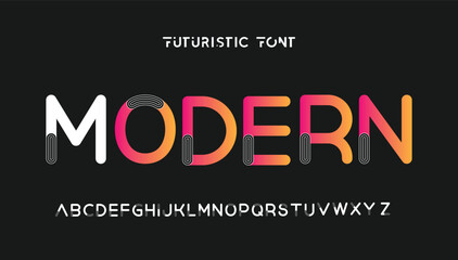 Design Modern abstract digital alphabet font. Minimal technology typography, Creative urban sport fashion futuristic font and with numbers. vector illustration.