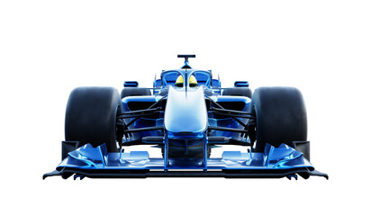 Naklejka premium 3d rendering blue racing car isolated on a white background