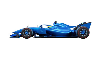 3d rendering blue racing car isolated on white background