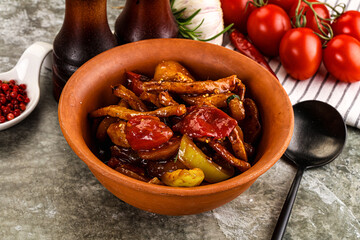Asian cuisine pork in oyster sauce