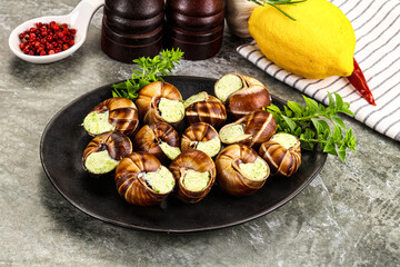 Fresnch escargort with basil butter