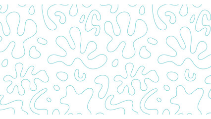 Obraz premium Liquid Blob Line Art Pattern - Minimal Seamless Blue Outline Design