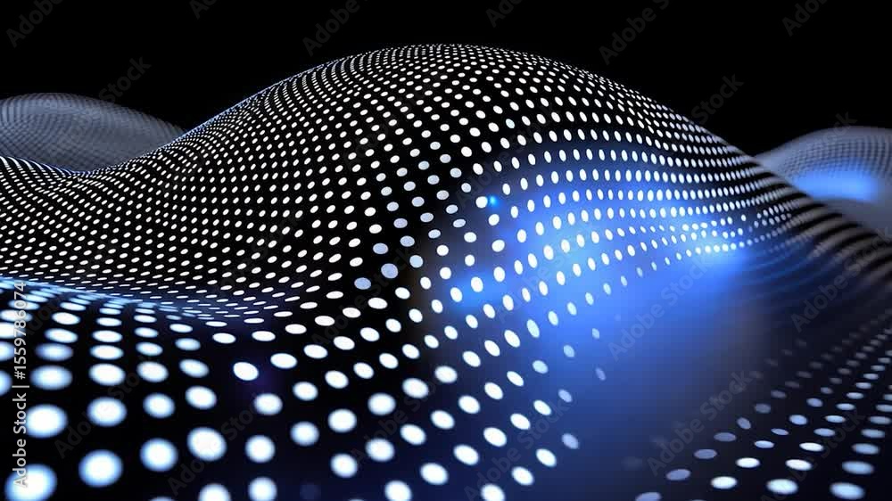Poster Abstract background with wave-like pattern of glowing dots.