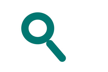Teal magnifying glass symbol