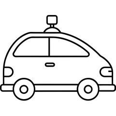 Self driving car technology line art vector illustration