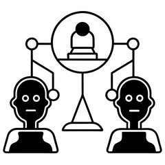 Ai ethics vs privacy debate line art vector illustration