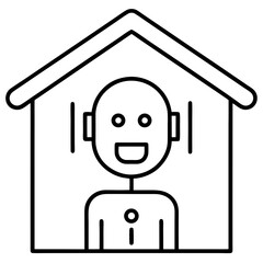 Ai voice assistant at home line art vector illustration