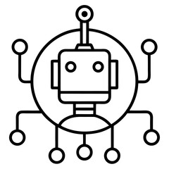 Ai voice assistant at home line art vector illustration