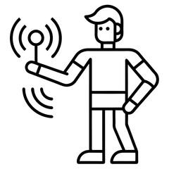 Gesture control technology line art vector illustration