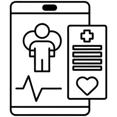 Medical diagnosis ai app line art vector illustration 