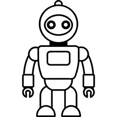 Personal ai robot helper line art vector illustration