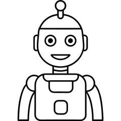 Personal ai robot helper line art vector illustration