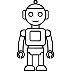 Personal ai robot helper line art vector illustration