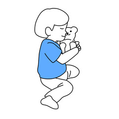 ぬいぐるみを持つ子供イラスト