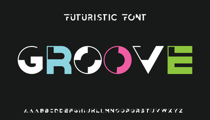 Creative Outline Double line monogram alphabet and tech fonts. Lines font regular uppercase and lowercase. Vector illustration.