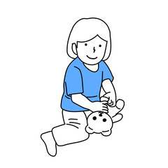 ぬいぐるみを持つ子供イラスト