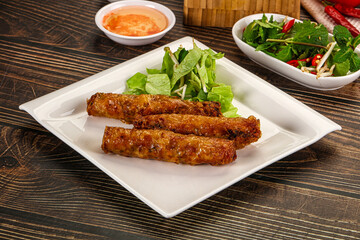 Fried Vietnamese spring roll with special sauce